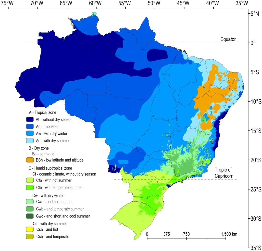 klimatyczna mapa Brazylii