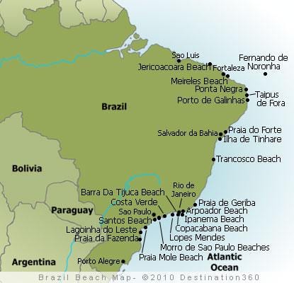 mapa Brazylii plaże