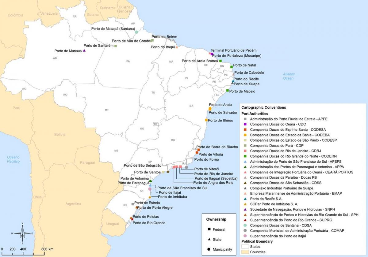 mapa Brazylii portów