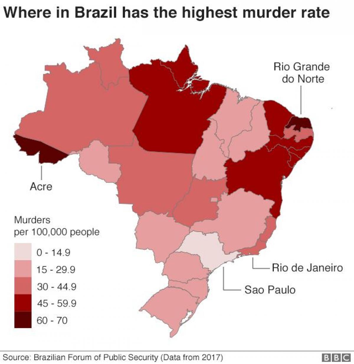mapa Brazylii z przestępczością