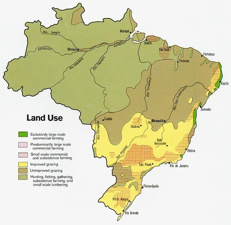 mapa Brazylii rolnictwo