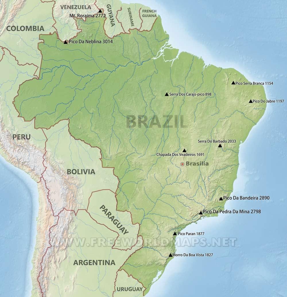 góry w Brazylii mapa