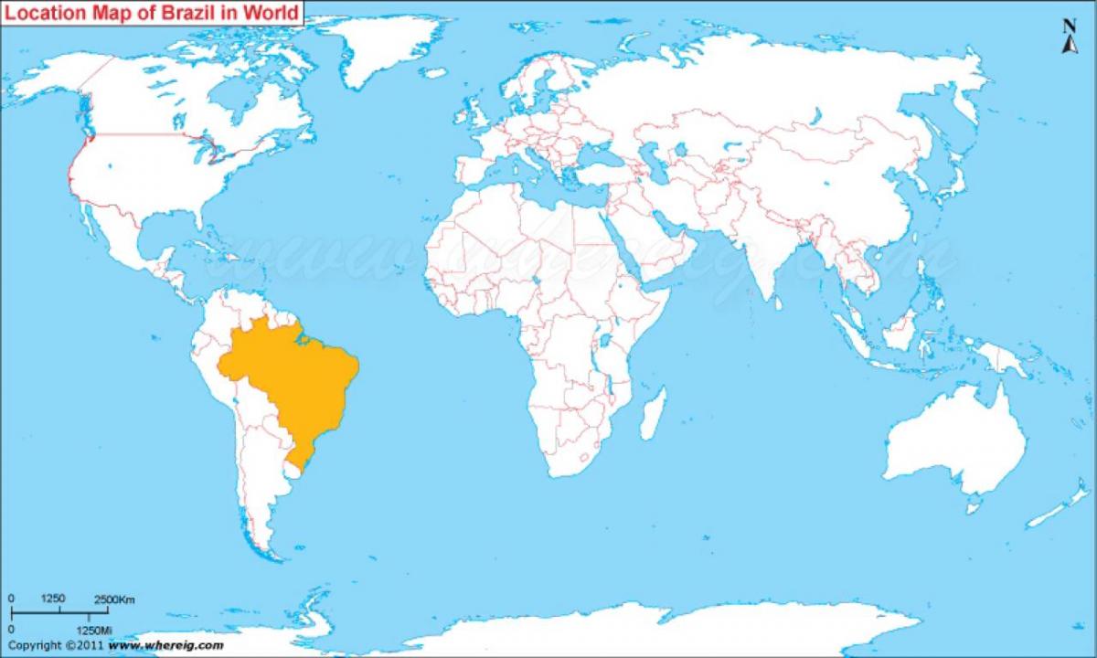 lokalizacja Brazylii na mapie świata