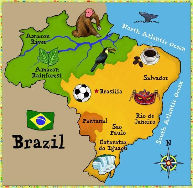 mapa Brazylii dla dzieci