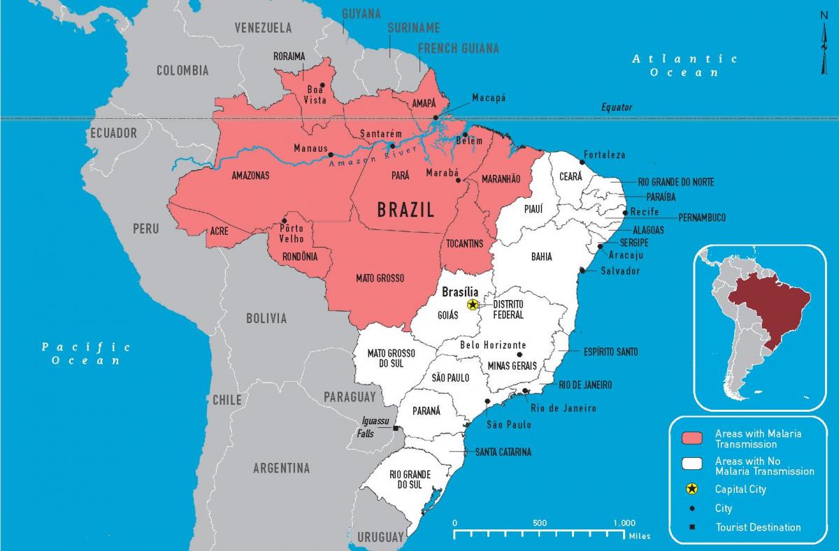 malaria Brazylia mapa