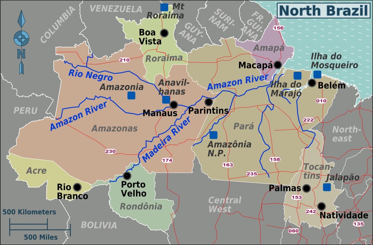 mapa Północnej Brazylii
