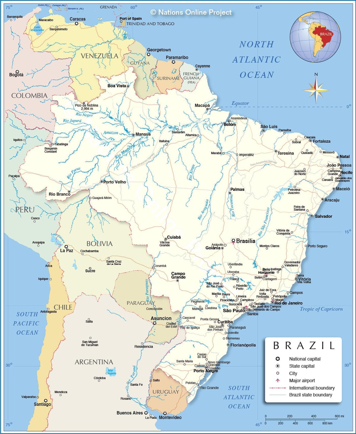 mapa rzek Brazylii