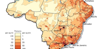 Gęstość zaludnienia na mapie Brazylii