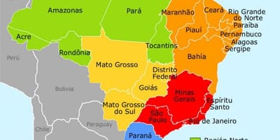 Brazylia regionów mapie