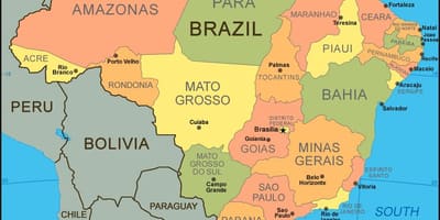 Mapa Brazylii z miastami i państwami